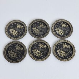 Set of 6 Vintage Aluminum Hawaii Souvenir Coaster Set